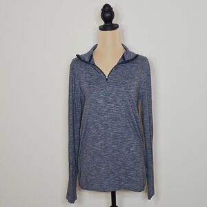 J Crew Performance Mens Blue Heathered Quarter Zip Pullover Shirt XS